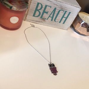 2/$10 Silver & Pink Owl Necklace 21”